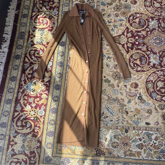 Alice and Olivia Button Up Rib Knit Dress NWT - Picture 2 of 11